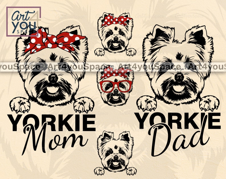 Download Yorkshire Terrier SVG Dog svg cricut Yorkie mom dad clipart | Etsy