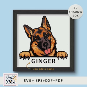 German Shepherd 3D Svg, Personalized Dog Shadow Box Svg, Multilayer Colorful SVG, Cardstock Paper Plywood cutting, Pet Memorial SVG Cricut