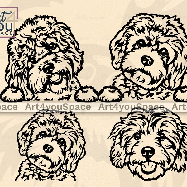 Cavapoo Svg, Dog SVG File Cricut, Cute Puppy Clipart, Download PNG, Breed Vector DXF, Printable Art, T-Shirt Design, Pet Paws Face, Head