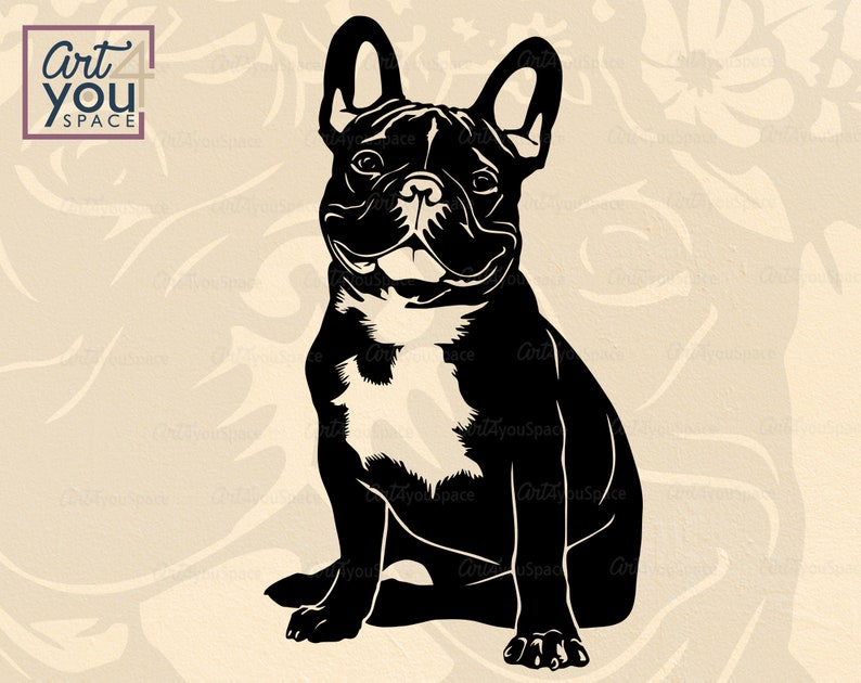 Download French Bulldog SVG Frenchie with flowers clipart Dog svg | Etsy
