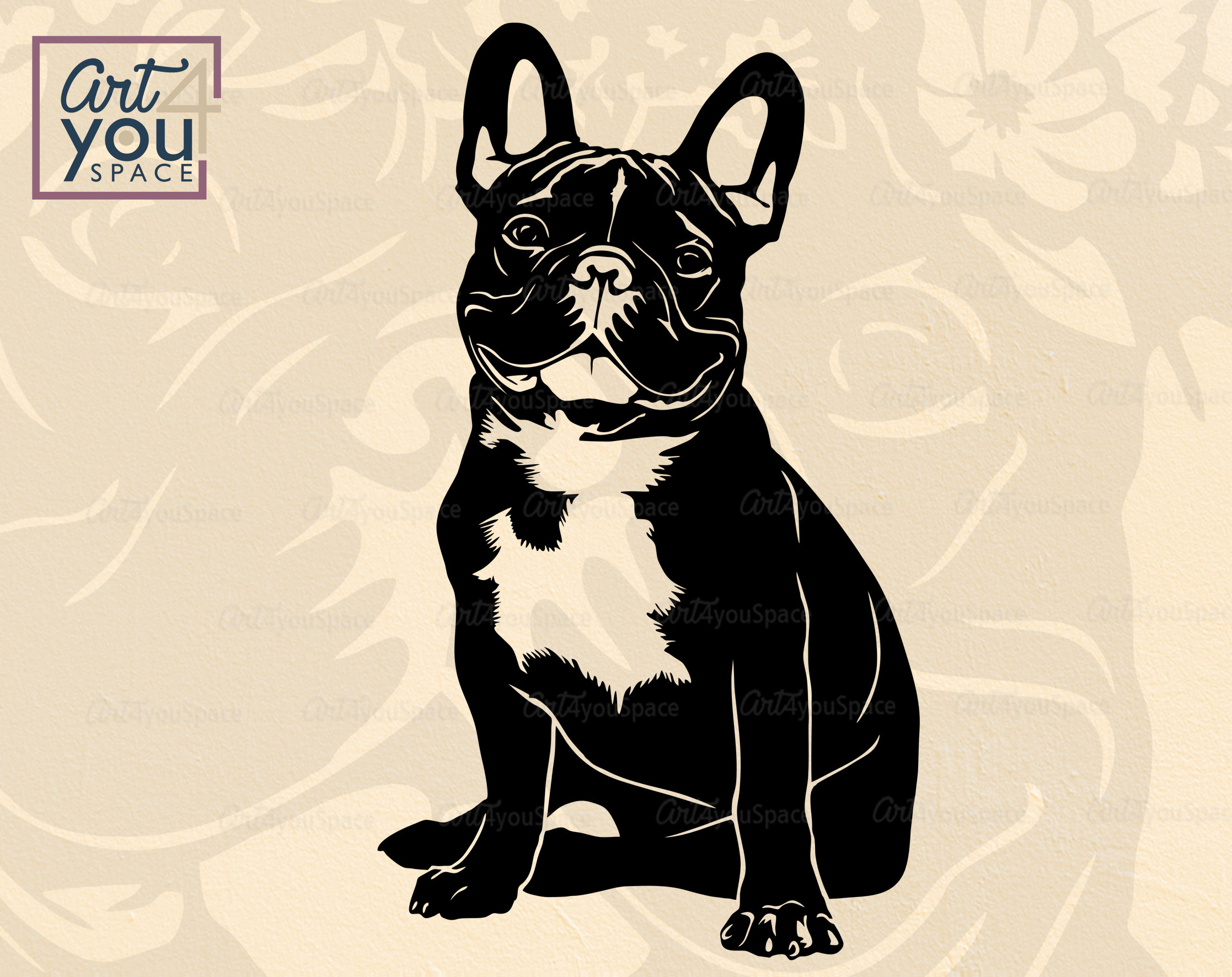 French Bulldog SVG Frenchie with flowers clipart Dog svg | Etsy