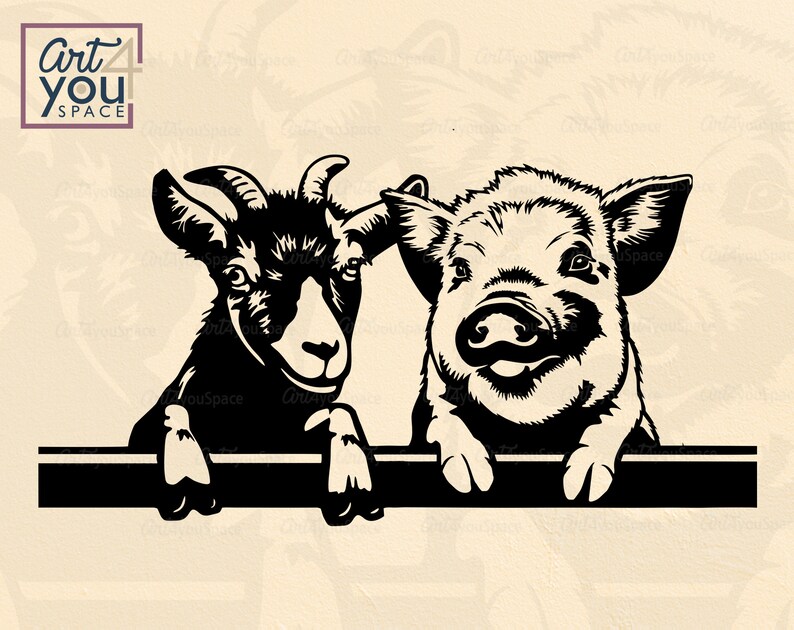 Farm animals clipart svg files for cricut Chicken Goat Pig | Etsy