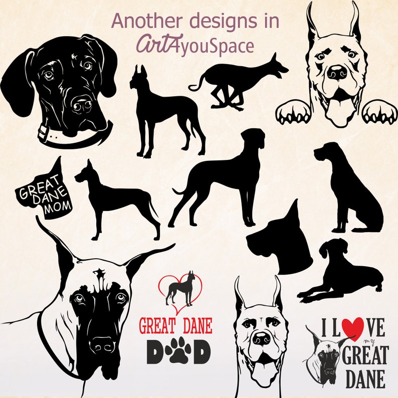 Download Cute Great dane face svg cricut dog svg breed vector cut ...