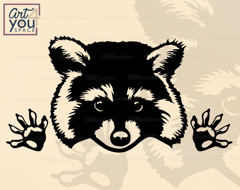 Download Svg curious raccoon face with paws racoon Cute clipart | Etsy