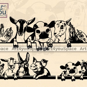 Farm Clipart, Cricut svg, Goat cow Chicken Donkey Pig Roster vector animals, Farm life, Farmhouse sign, dxf, Logo Download, png printable