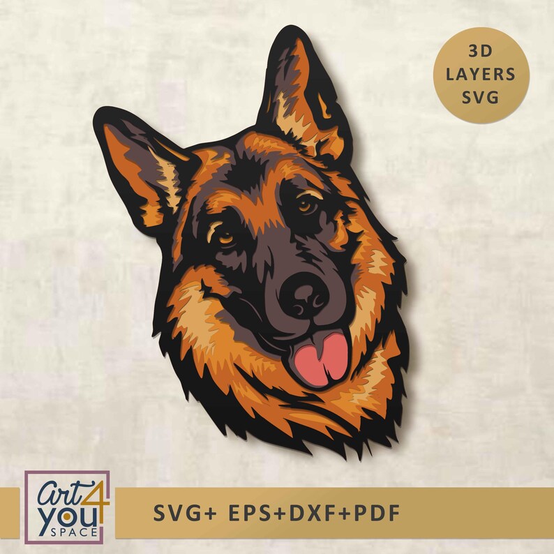 German Shepherd papercut svg