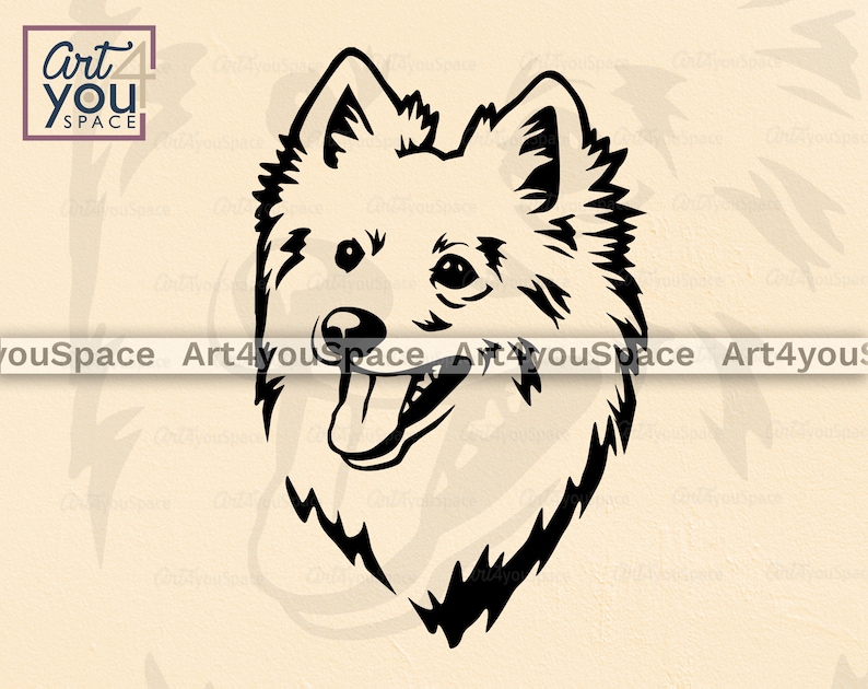 Download American Eskimo svg dog face vector Cricut project | Etsy
