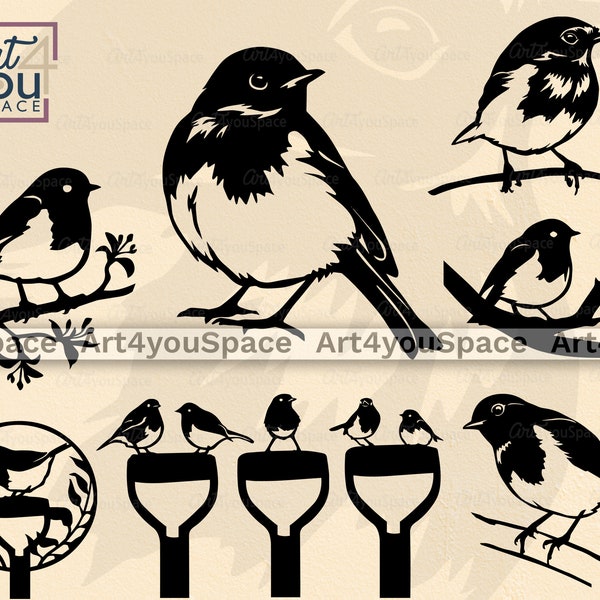 Robin svg files for cricut, bird vector files for laser, cnc project, dxf files for plasma, printable art, robin on spade clipart, png