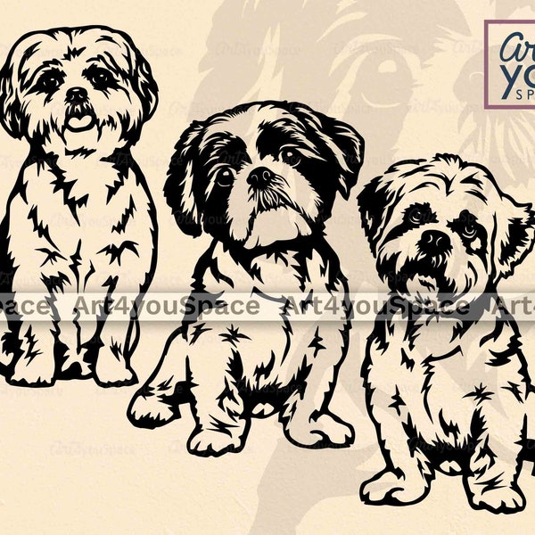 Shih Tzu Svg Files For Cricut Project, Cute Dog Vector Image Clipart Download, Printable Art, DXF PNG EPS Breed T-Shirt Design, Body Sit