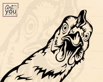 Chicken Svg, Farm life, Animal, Poultry Sign, Peeking Funny rooster, Download, graphic Clipart, Vector, Cricut, Portrait, printable Png, Dxf