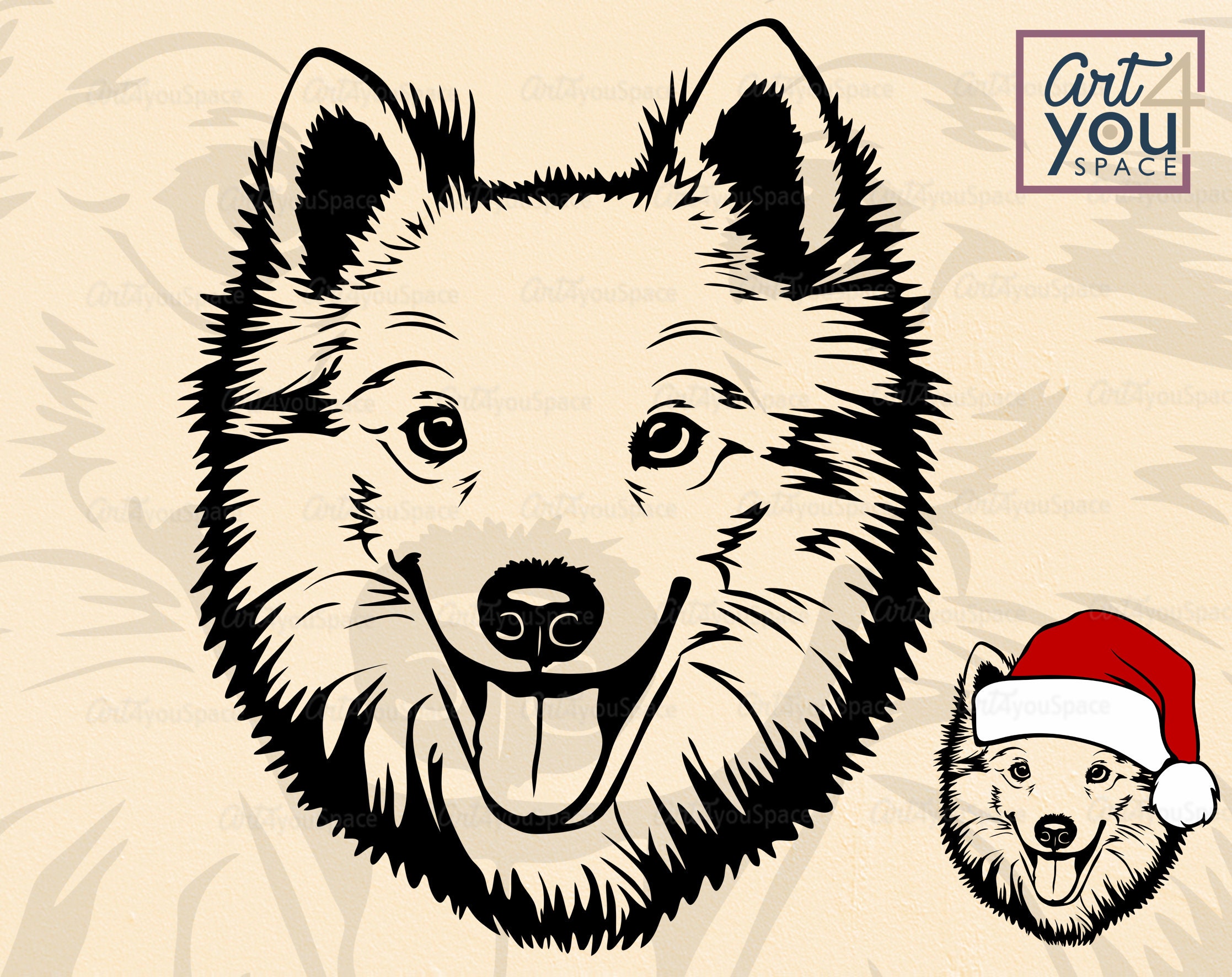Download American eskimo svg eskie Head spitz dog breed Face cricut ...
