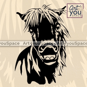 Afdrukbaar Pony Svg-kunstbestand, Shetland Pony png, Funny Horse Head dxf, Pony digitale kunst, Pony Clipart, boerderijdieren svg, SVG Cricut-bestanden