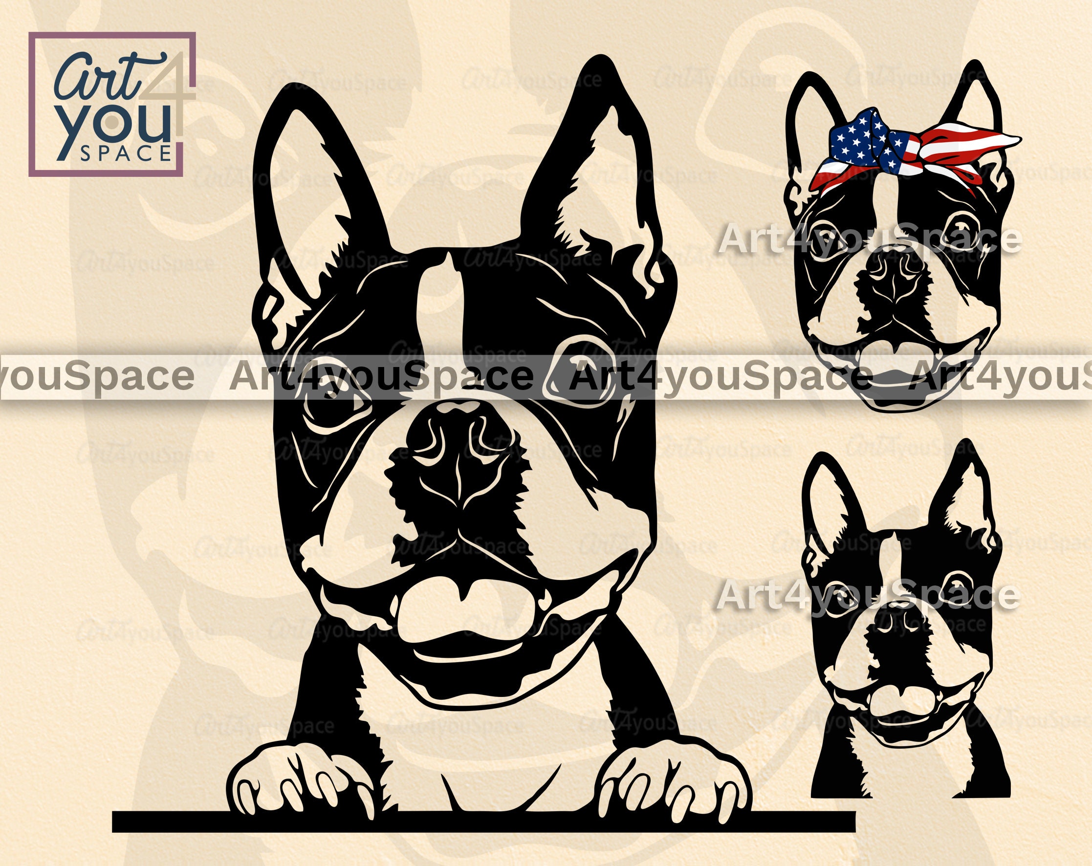Boston Terrier svg Dog svg Cricut Funny peeking Clipart | Etsy