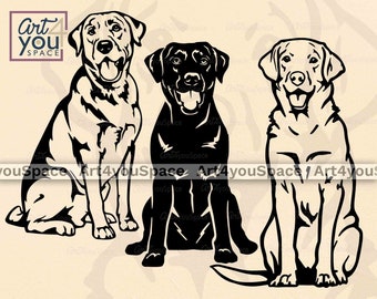 Labrador svg files for Cricut, dog svg clipart Instant Download, Lab dog design, Golden Retriever vector, sit body back, dxf plasma cutting