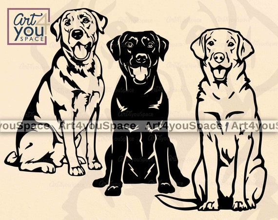 Labrador svg files for Cricut, dog svg clipart Instant Download, Lab dog design, Golden Retriever vector, sit body back, dxf plasma cutting