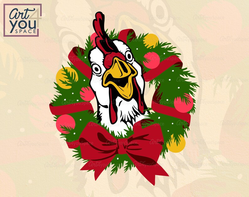 Download Chicken with Christmas wreath Svg files for cricut xmas | Etsy