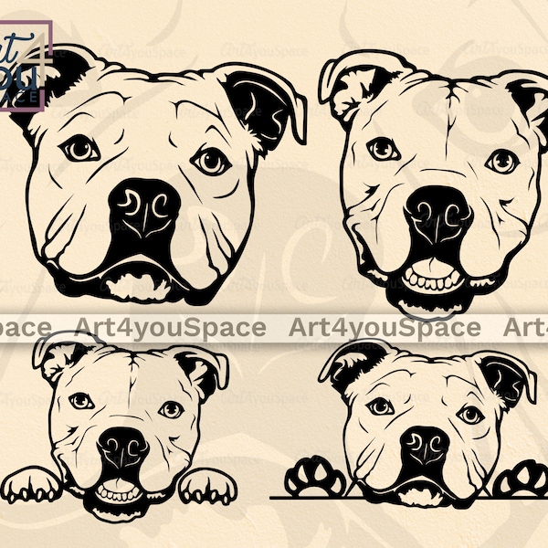 Cute American Bully SVG, hond SVG, cricut, grappig gezicht, hoofd huisdier ras, download, clipart, PNG, vector snijden DXF, t shirt stencil, afdrukbaar