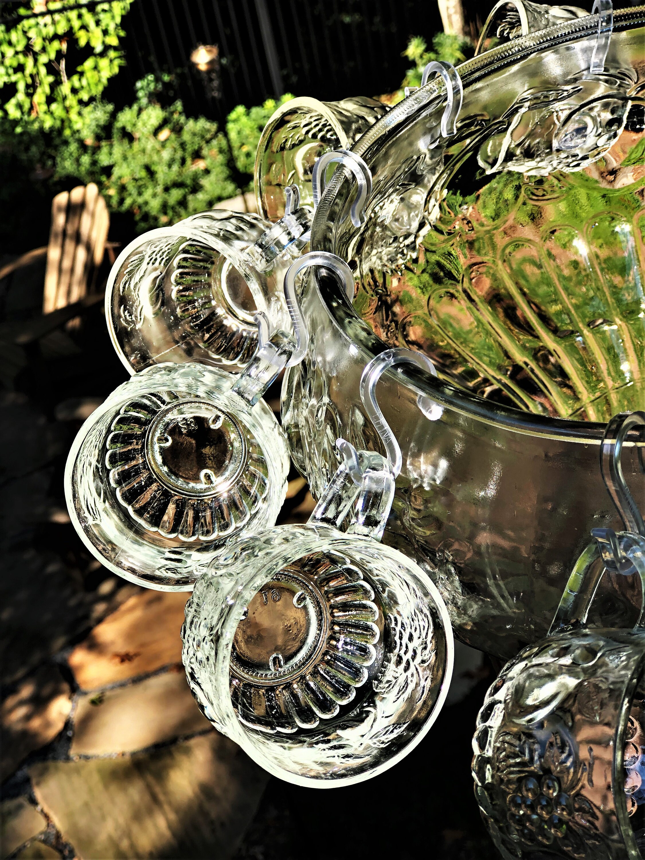Jeannette Fruit Clear 33-piece Punch Bowl Set, 16 Matching Cups