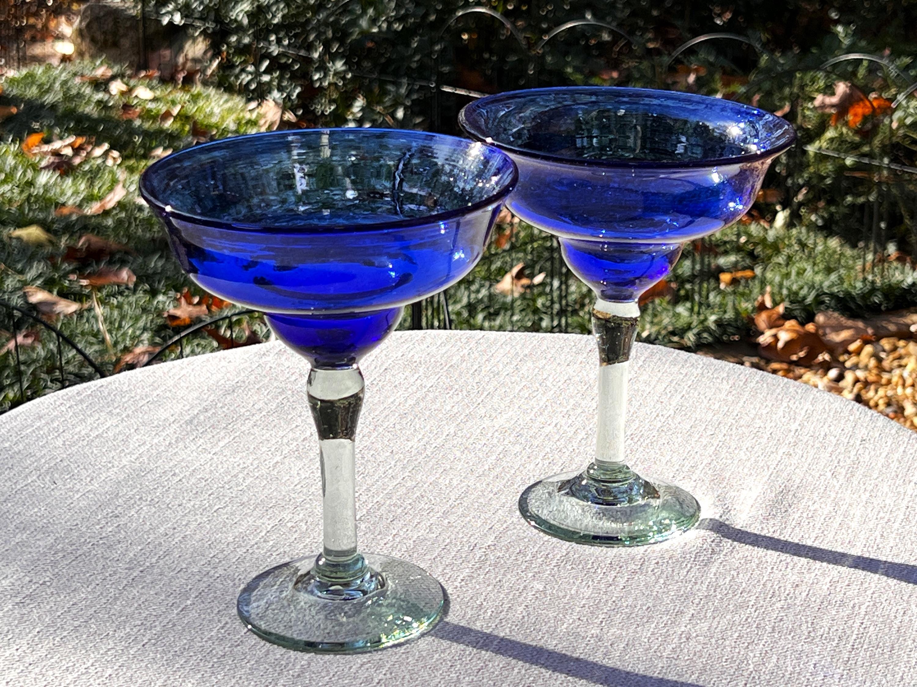 Dos Suenos Mexican Hand Blown Glass - Set Of 4 Hand Blown Modern Margarita Glasses Confetti Carmen 12 Oz - View #12