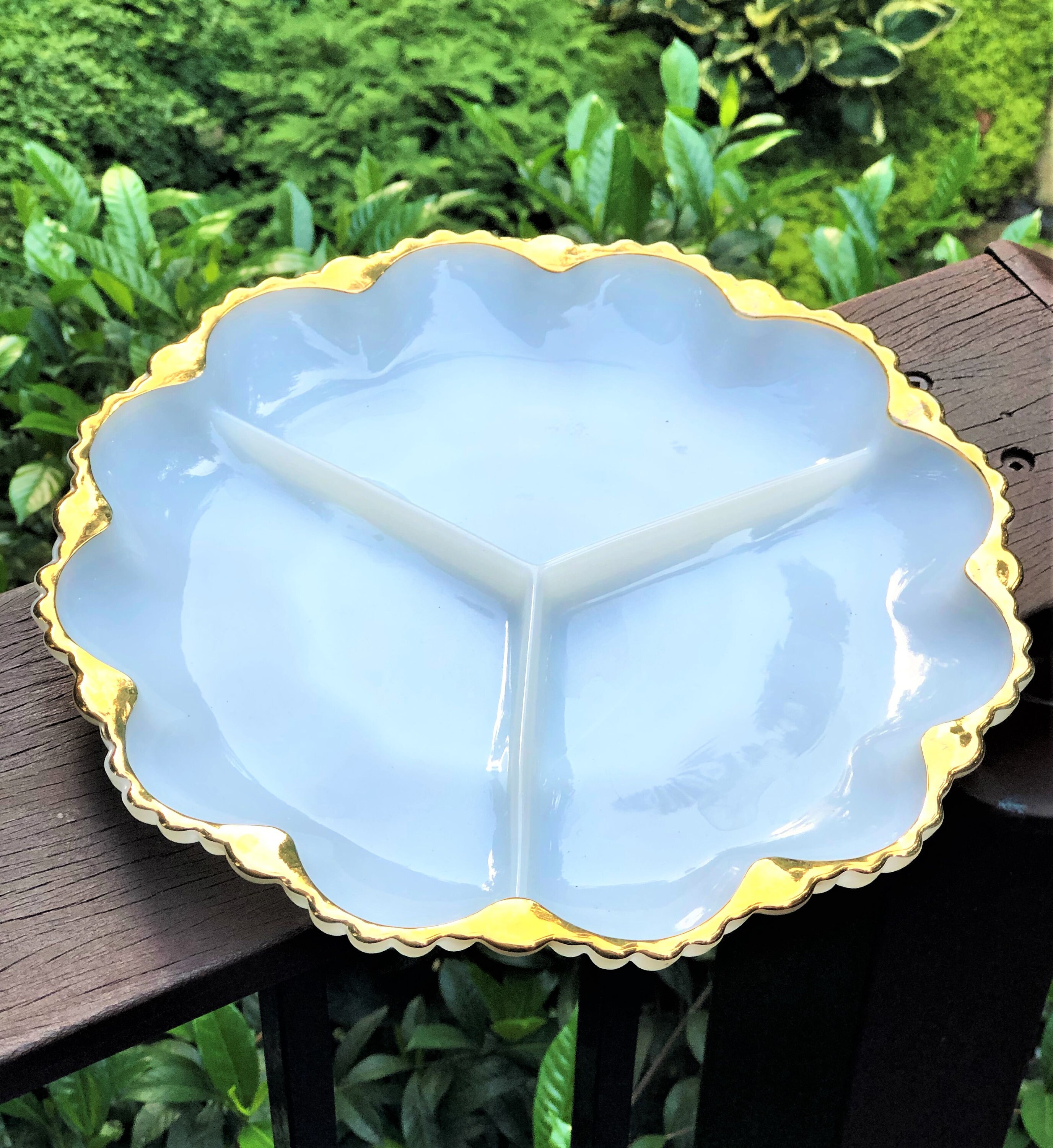 Anchor Hocking Fire King Milk Glass Divided Dish Three Etsy