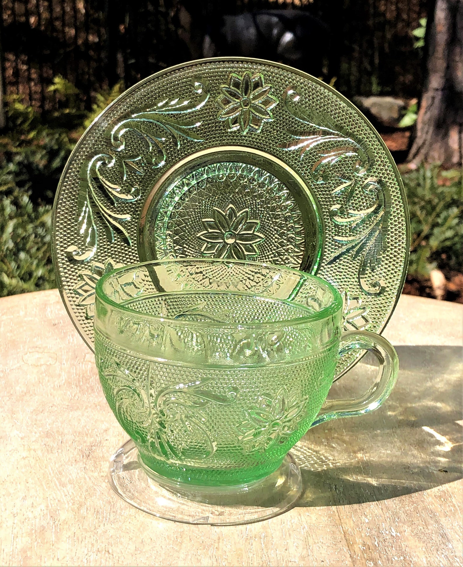 Tiara Exclusive Chantilly Green Sandwich Glass Tea Etsy