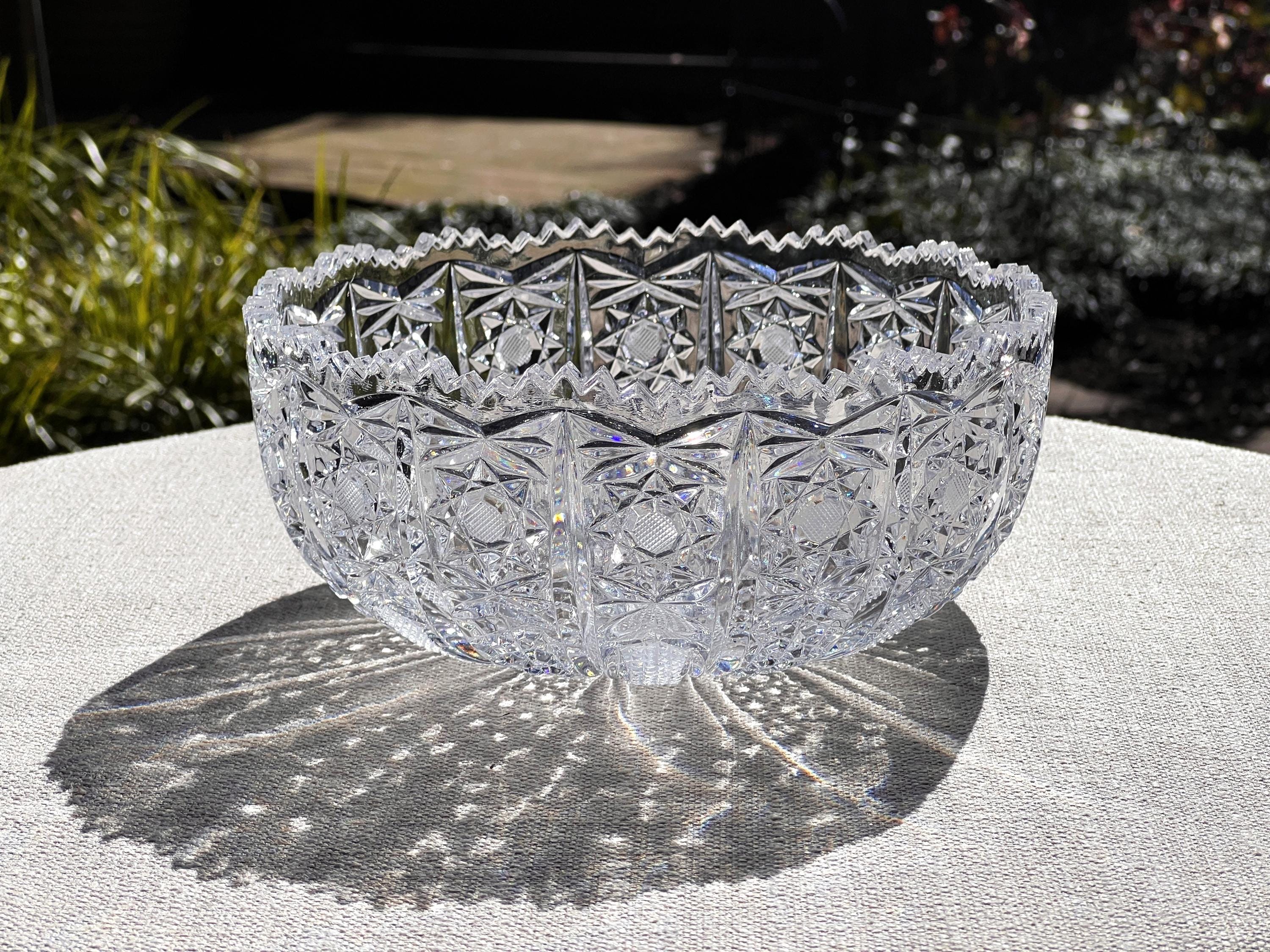 Antique Sawtooth Crystal Bowl - Etsy