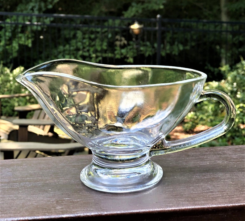Elegant Footed Clear Glass Gravy Sauce Boat 10oz Saucey Etsy