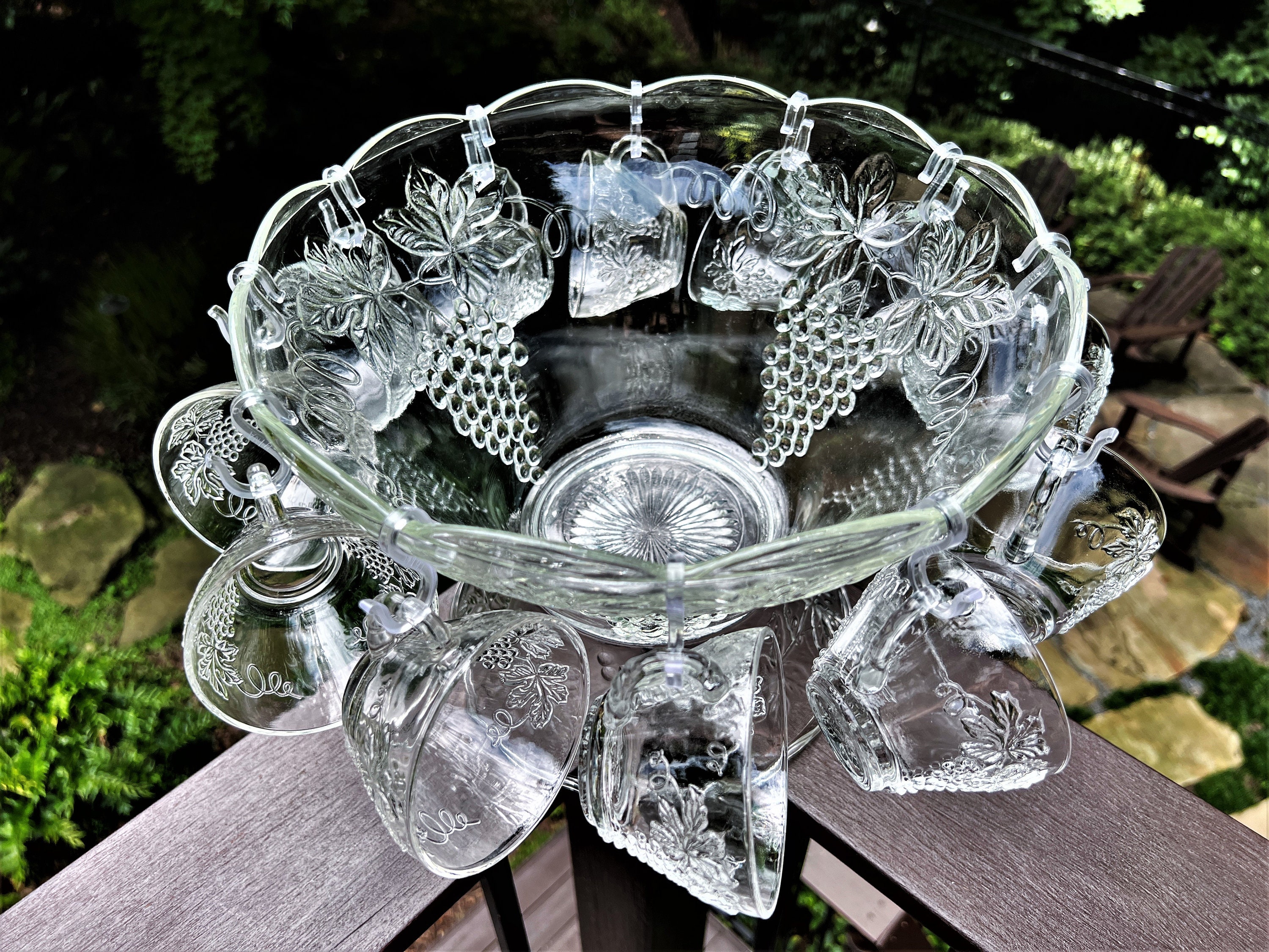 Anchor Hocking Vintage Clear 26-piece Punch Bowl Set, Bowl