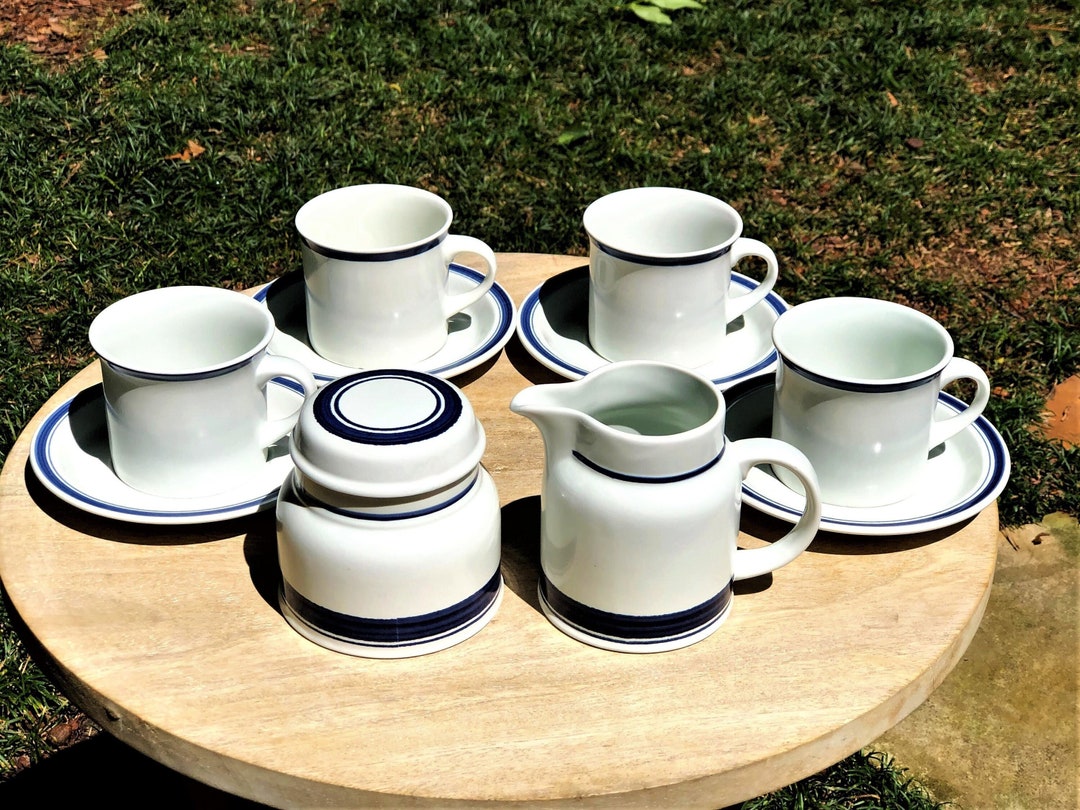 ELEVEN Piece Royal Doulton Lambethware biscay Set, FOUR Flat Cups