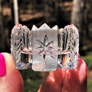 SIX EAPG Clear Glass Salt Dips, Salt Cellars, French Country, Cottage Chic, Small Candle Holders, Wasabi Servers, Cut Glass, Elegant Dining