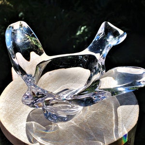 Sasaki Crystal Flying Bird Trinket Dish, Art Glass Bird, Paperweight, Candy Bowl, Ashtray, Potpourri Bowl, Anniversary Gift, Vanity Decor