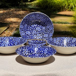 Burleigh Blue Calico Dishes - Etsy