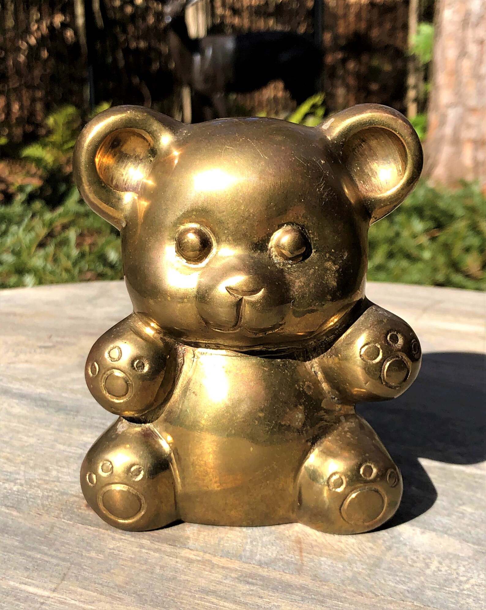 Brass Bronze 4.5 Sitting Teddy Bear Figure Nursery Etsy
