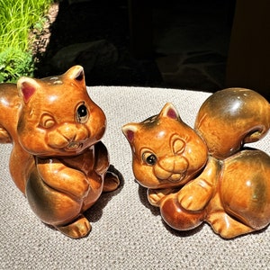 Pair of Winking Squirrel Salt & Pepper Shakers, Squirrel Collection, Lake House Decor, Cabin Farmhouse Tableware, Otagiri Style Shakers