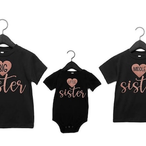 Big Sister Shirt, Big Sister Middle SIster Little Sister Glitter Shirts- Matching Sister Shirts- Big Sister Gift