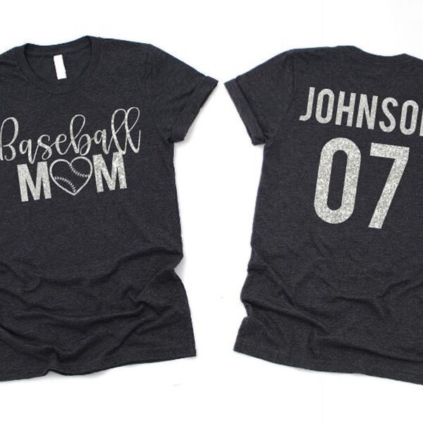 Baseball Mom, Personalized Baseball Mom Shirt, Baseball Mom Bling Shirt, Unisex Fit