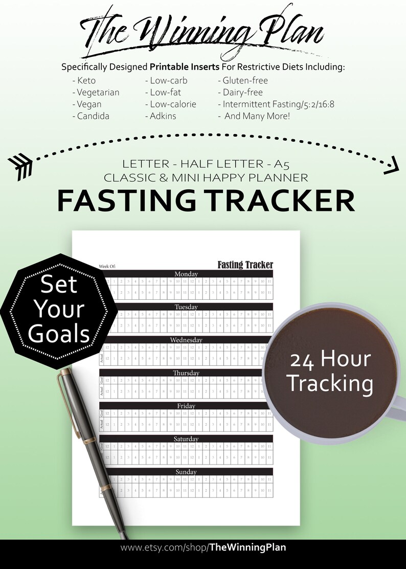 Weekly Intermittent Fasting Tracker Printable Happy Planner | Etsy