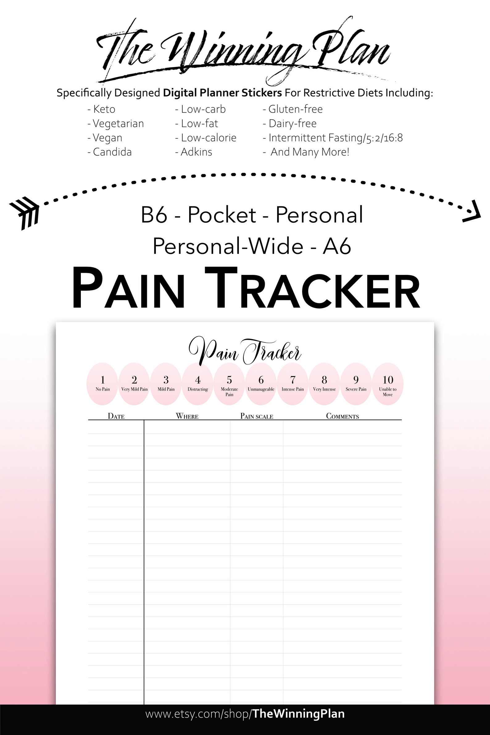 Chronic Pain Tracker Planner Printable Insert Spoonie Etsy