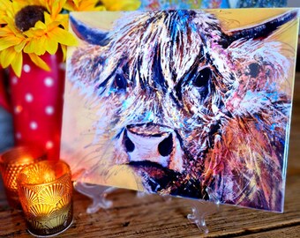 Soporte de cerámica para azulejos y salvamanteles Doris the Highland Cow de 20 x 25 cm