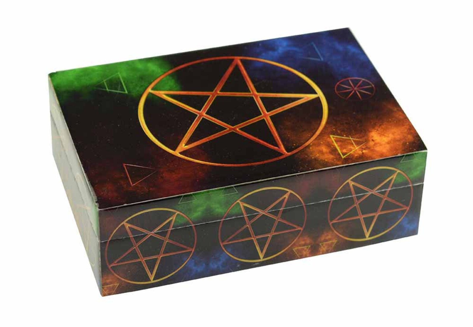 Colourful Laminated Tarot Card Or Keepsake Box With Pentagrams Etsy