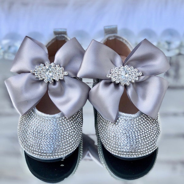 Baby girl red bow rhinestone shoes, baptism rhinestone shoes, rhinestone crib shoes, baby girl bling shoes, baby girl walker shoes