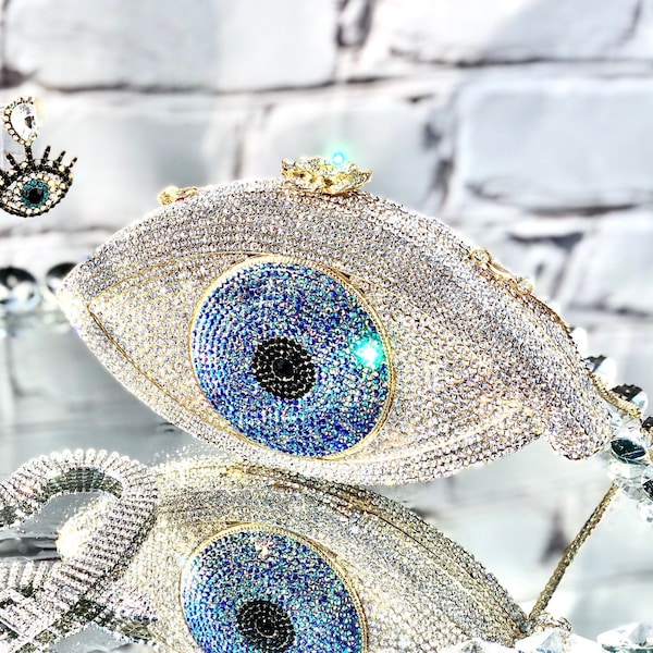 Rhinestone evil eye clutch, trendy crystal women’s clutch, evening clutch, women’s party clutch, evil eye diamond clutch purse