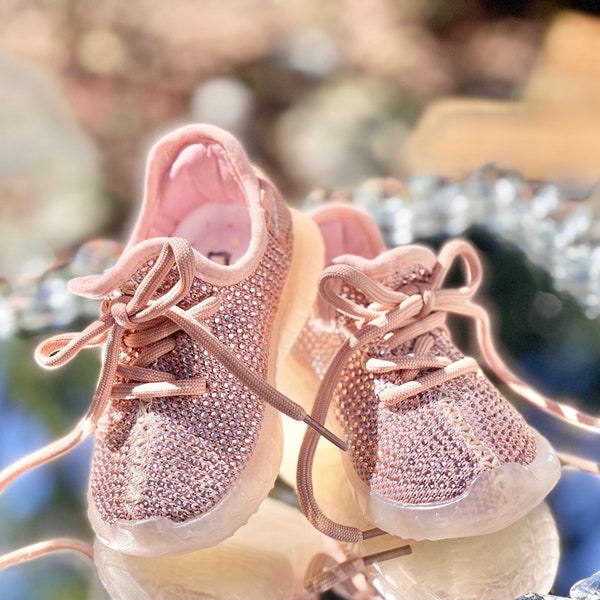 Toddler girl rhinestone sneakers, little girls hard sole sneakers, pink rhinestone sneakers, toddler girls hard sole sneakers