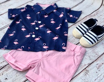 baby boy flamingo outfit