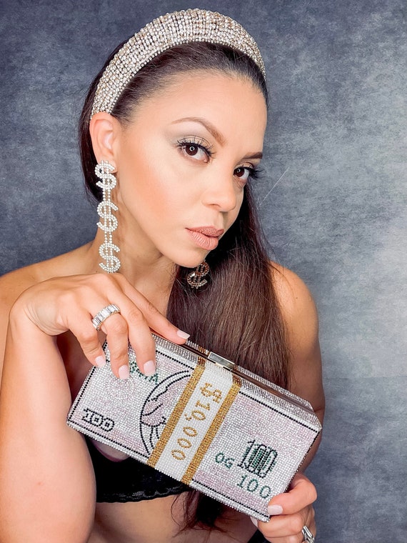 Money Crystal Clutch Trendy Womens Clutch Evening Clutch Womens