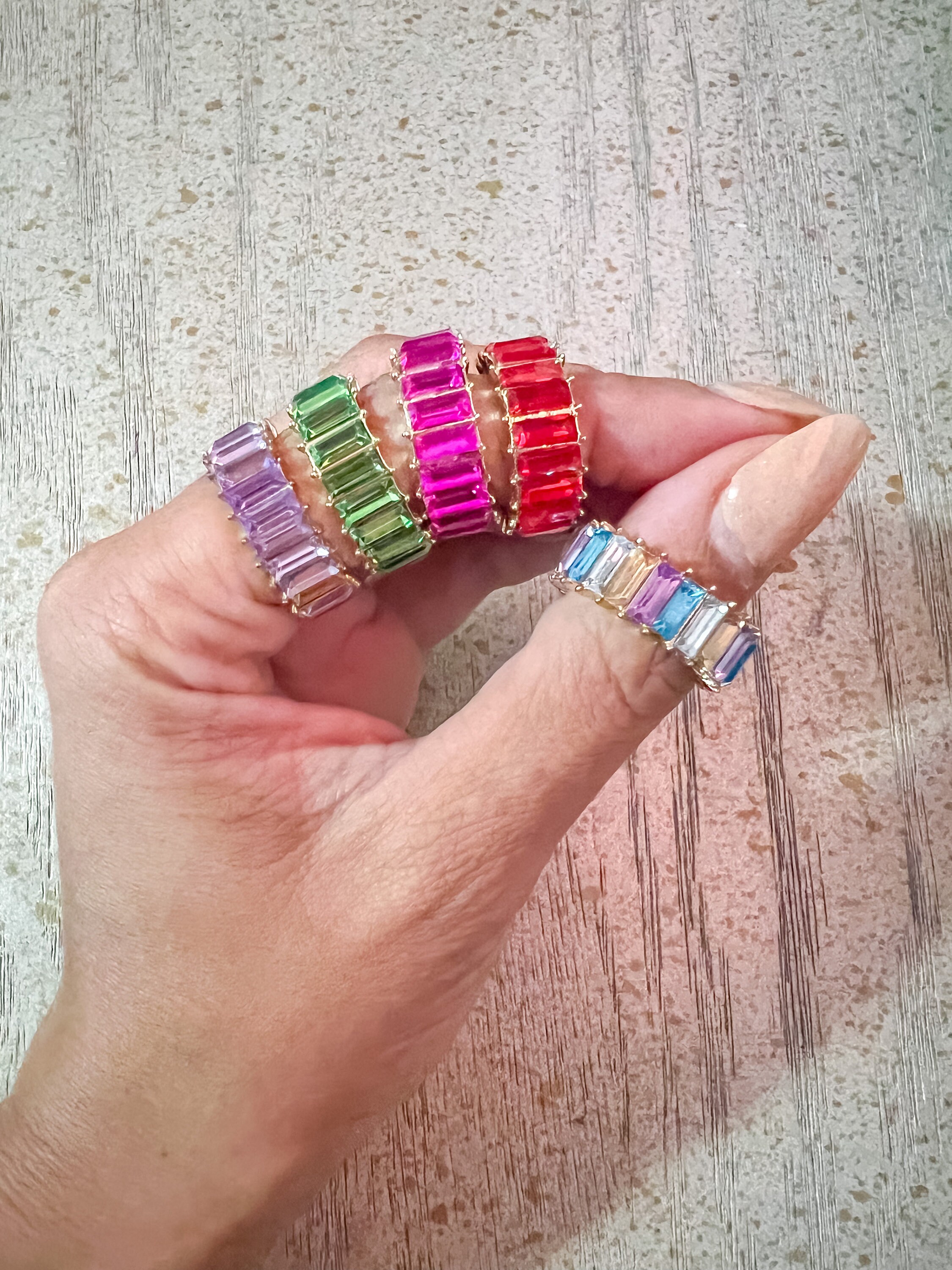 Multi colored 2024 baguette ring