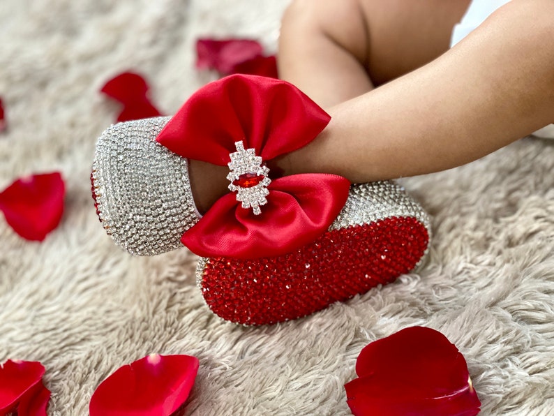 Rhinestone Red Bottom Baby Shoes Rhinestone Baby Girl Red Etsy
