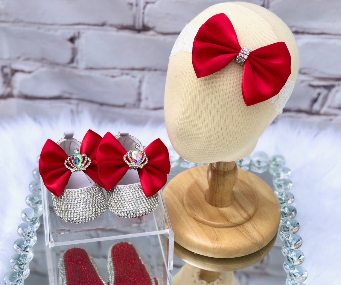 Rhinestone Red Bottom Baby Shoes Rhinestone Baby Girl Red Etsy