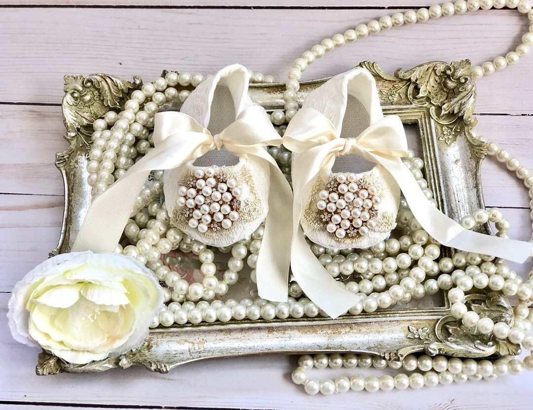 Baby Girl Ivory Christening Shoes Baptism Baby Shoes Cream Etsy