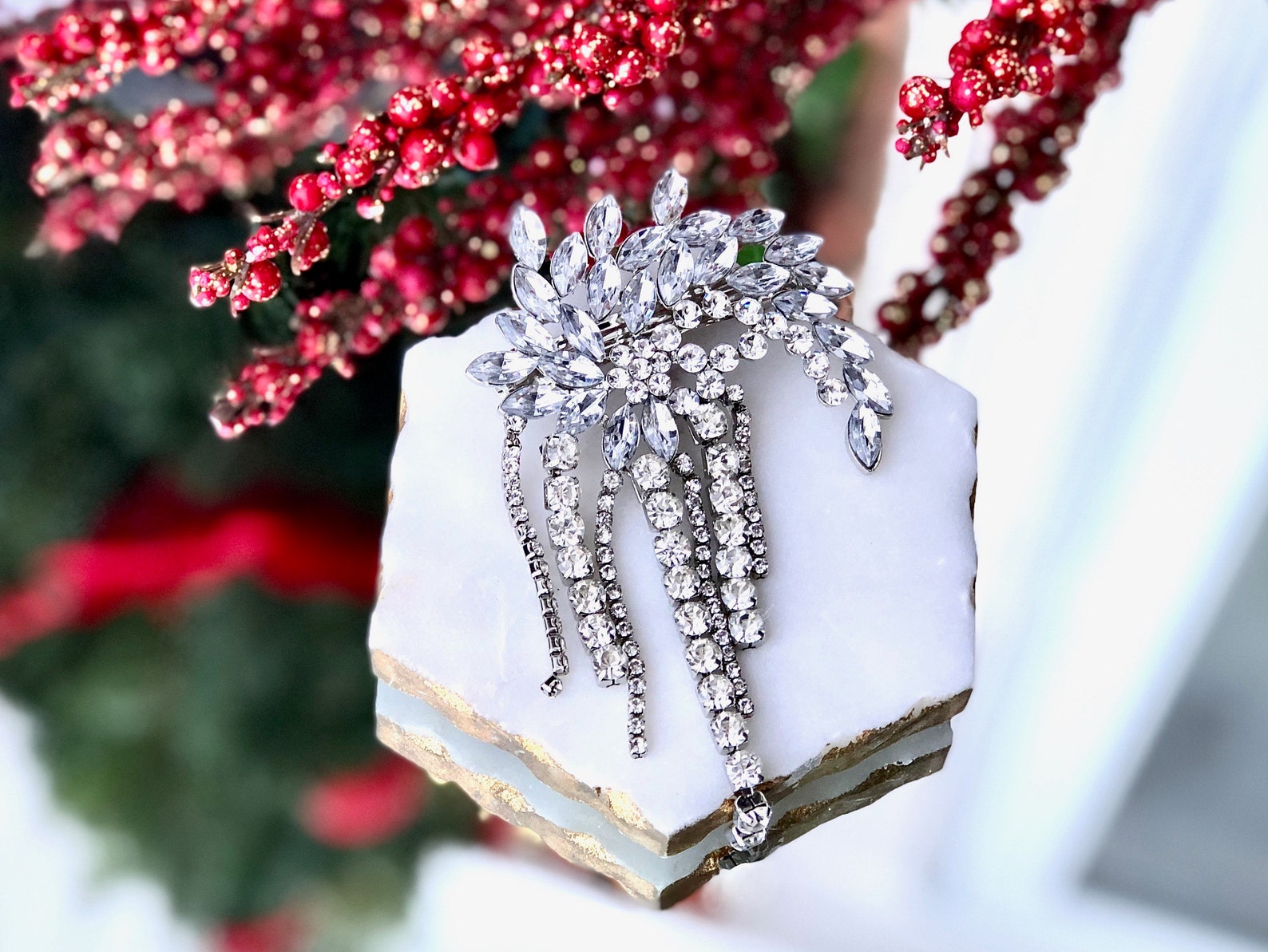 Rhinestone Tassel Hair Pin Bridal Crystal Hair Clip With Etsy